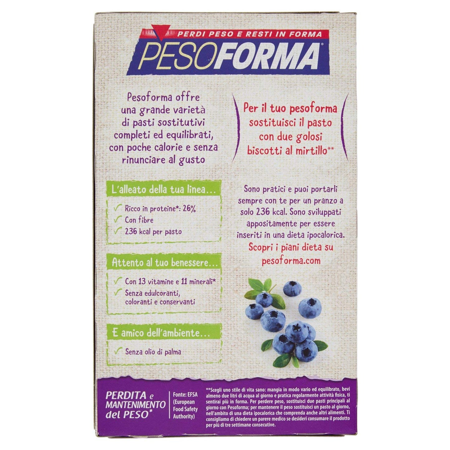 Pesoforma Biscotti Lampone e Mela, Pasto sostitutivo proteico, Per rimettersi in forma con gusto, Solo 219 calorie, Nuovo formato, 16 biscotti, 8 pasti sostitutivi