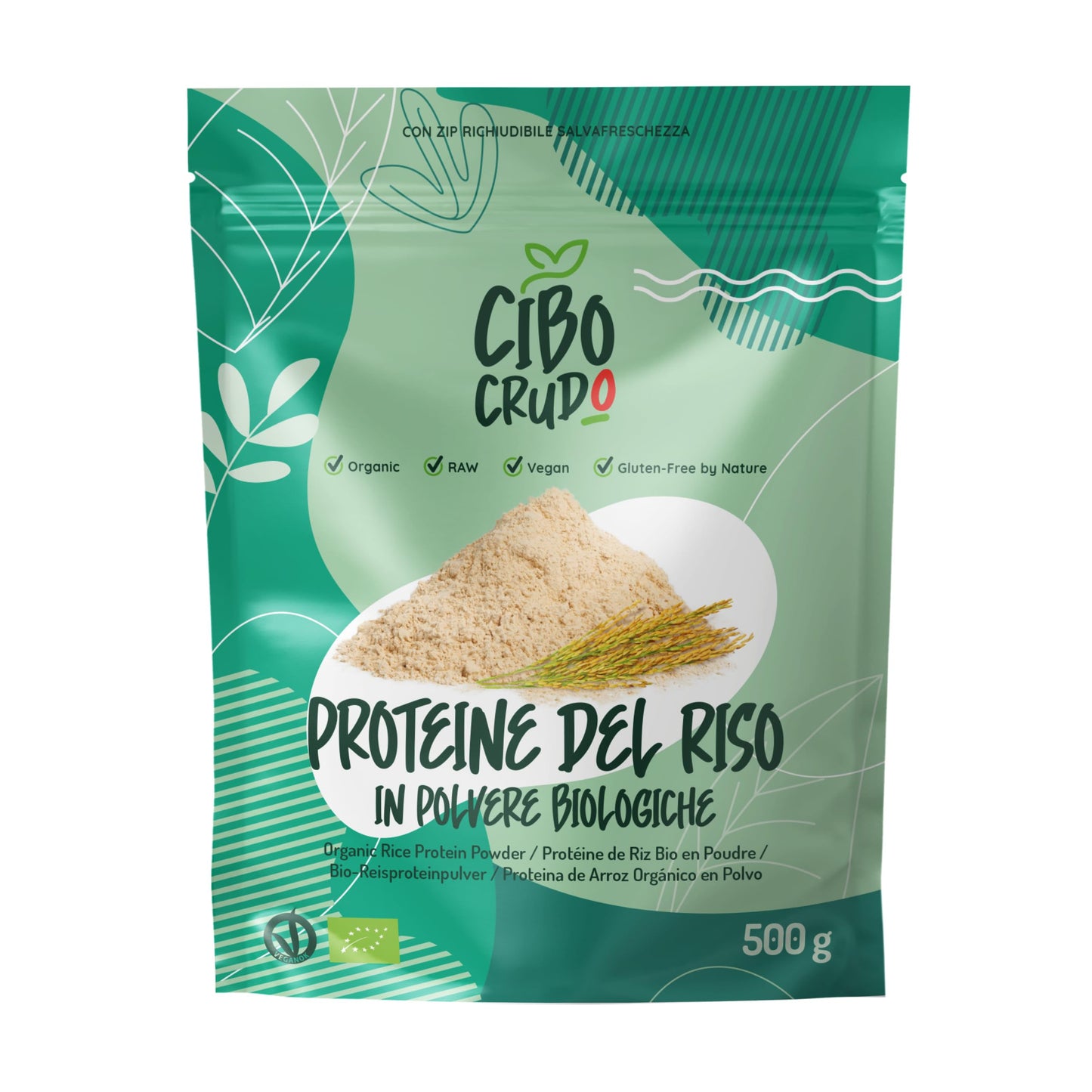 Proteine del Riso in Polvere Bio - 80% Proteina - 500g. Proteine Naturalmente Senza Lattosio e Glutine. Proteine Vegane Vegetali e Biologiche Senza Zucchero. Organic and Vegan Rice Protein Powder.