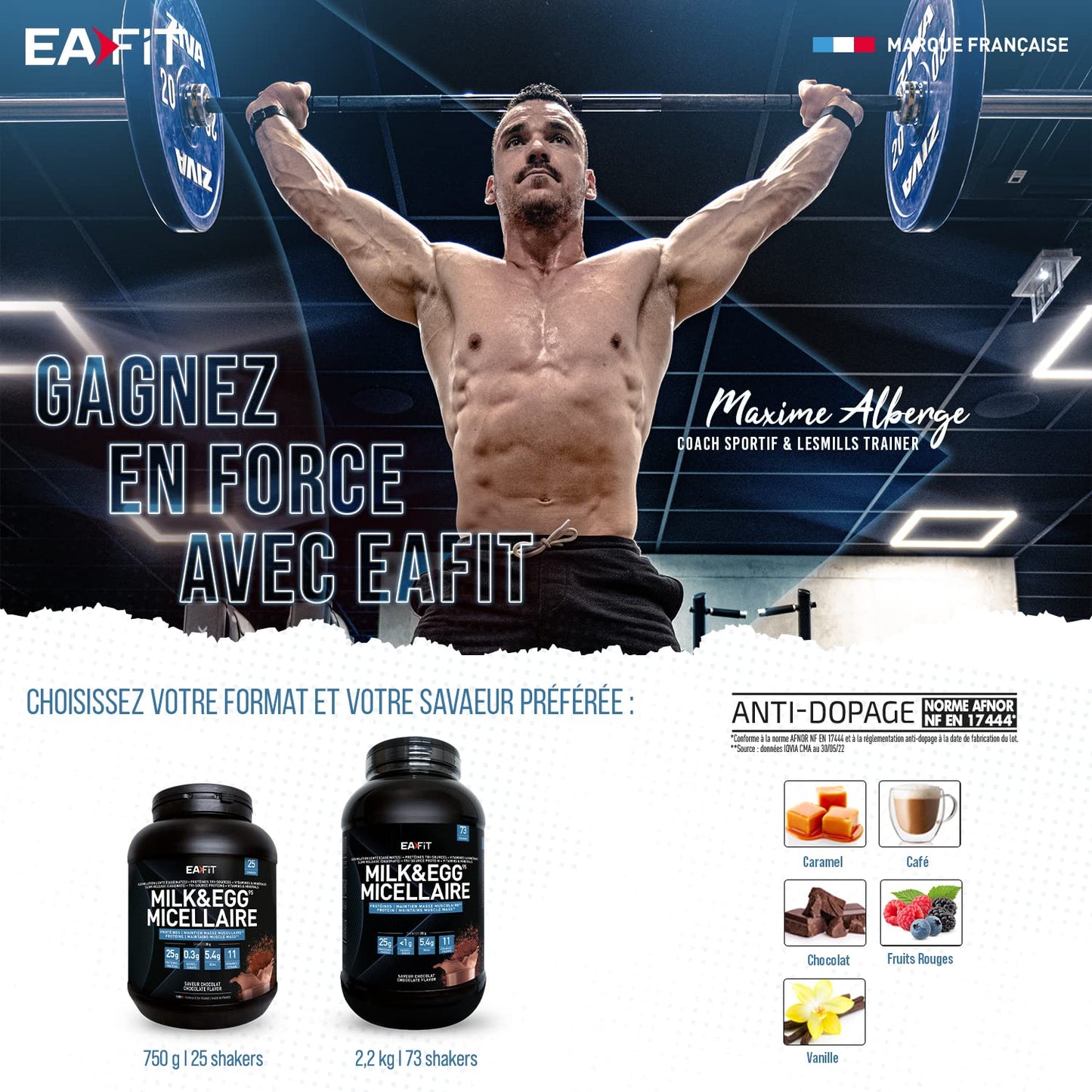 EAFIT Milk & Egg Micellar, latte Uovo Micellare, Proteine della Caseina, Proteine per il Bodybuilding, Mantenimento della Massa Muscolare, Assimilazione Lenta, Gusto Cioccolato, 2,2 kg