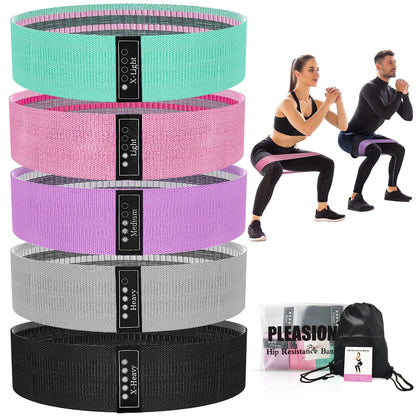 PLEASION Elastici Fitness,5 Livelli Bande Elastiche di Resistenza Set di Fasce Elastiche Fitness,Banda Elastica per Allenamento di Forza,Bodybuilding, Yoga Pilates Squats Crossfit