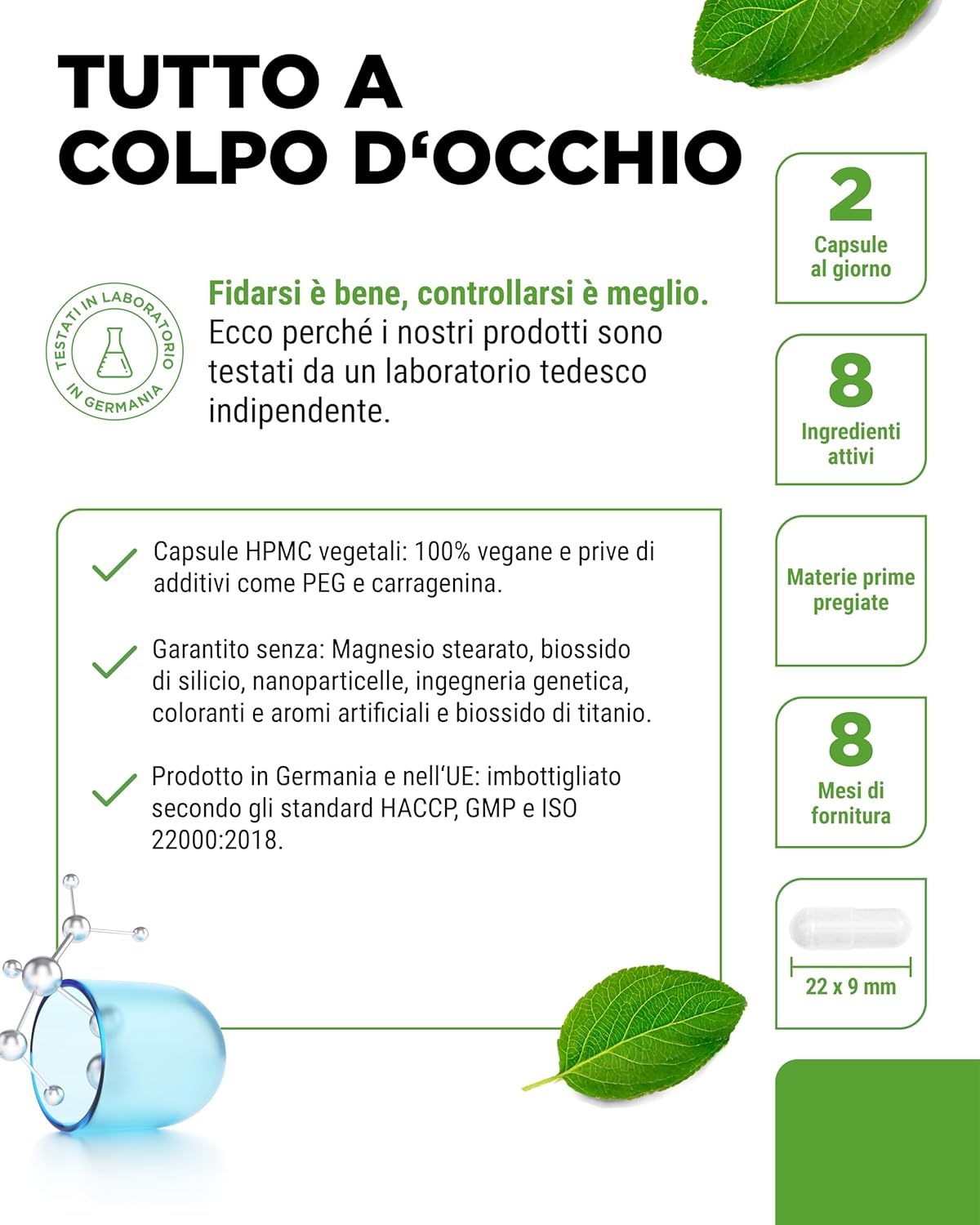 Complesso di acido ialuronico e collagene - 240 capsule - Premium: Con biotina bioattiva, selenio, zinco, vitamina C naturale da acerola e silicio da bambù