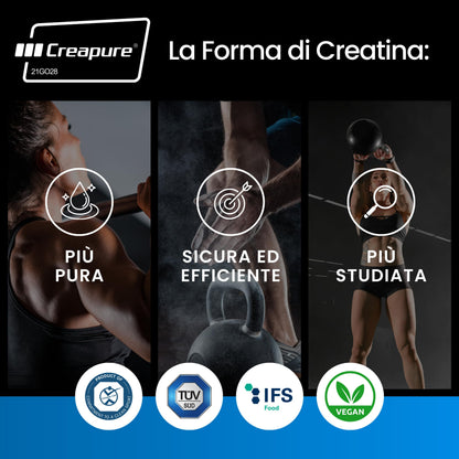 Creatina Monoidrato SOLO 100% CREAPURE® | Vitastrong Creatina in Polvere Pura | Fine e Solubile | per Sviluppo Massa Muscolare e Preworkout