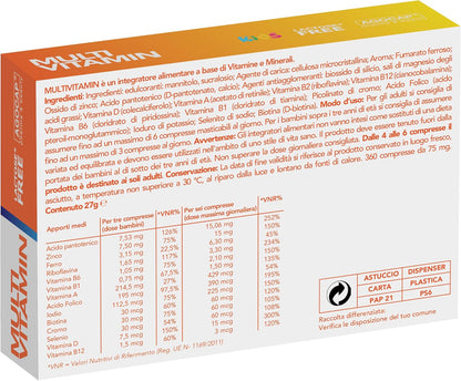 Multivitaminico Completo, Integratori Stanchezza, 360 mini compresse masticabili. Multivitaminico, complesso di Vitamine ad ALTO DOSAGGIO ideale per donna, uomo e bambino. Multivitamin, Agocap