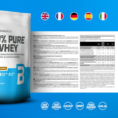 BioTechUSA 100% Pure Whey Complesso proteico del siero di latte con bromelina, aminoacidi, senza zuccheri aggiunti, senza olio di palma e con edulcorante, 1 kg, Cioccolato