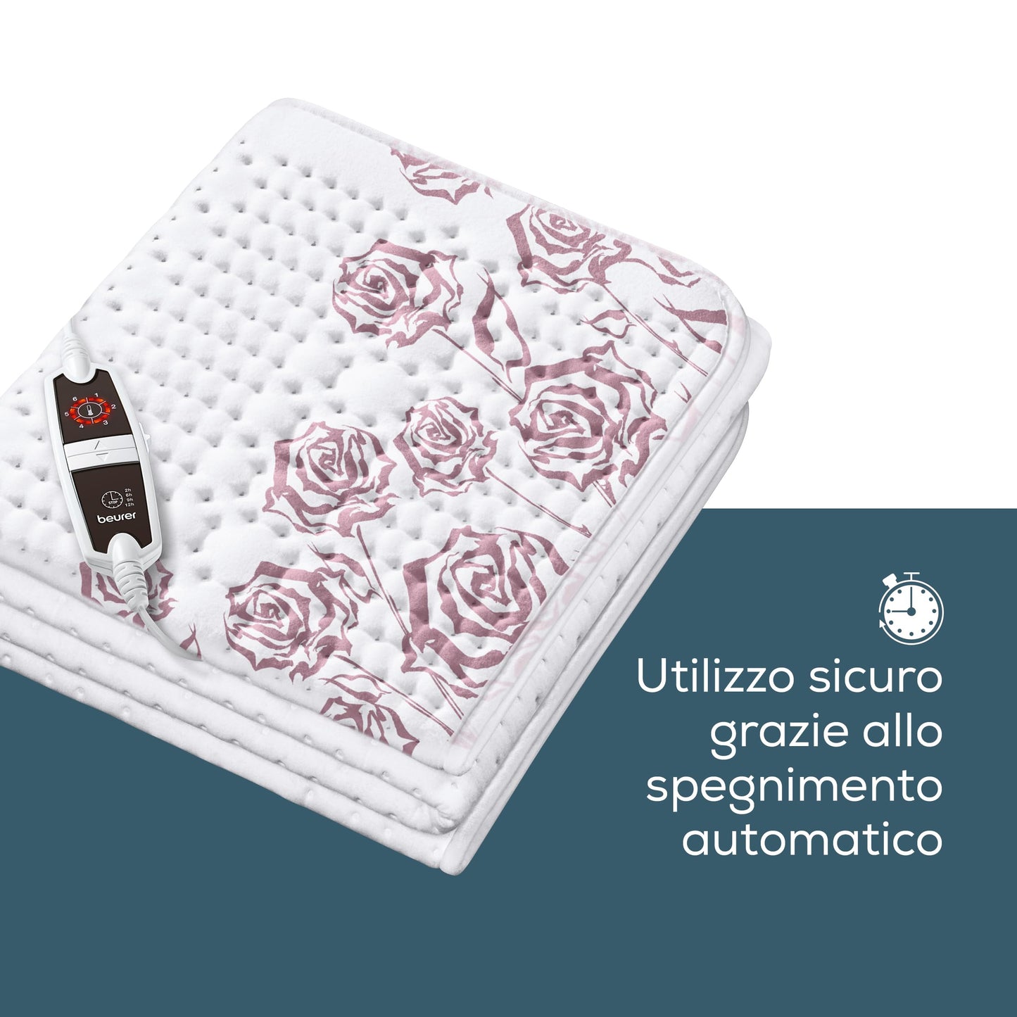 Beurer UB 68 XXL, Coprimaterasso Termico Doppio, Scaldaletto Matrimoniale Per 2 Persone, con 2 Interruttori e 4 livelli di Temperatura ciascuno, 150 X 160 Cm, Bianco, lavabile a 30°C