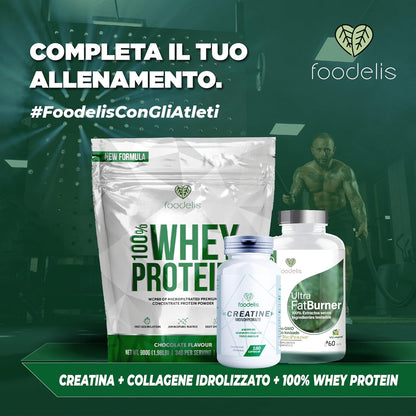 Creatina Monoidrata Micronizzata in polvere 100% - 1 kg / 1000g - Insapore - Aumento delle prestazioni fisiche e della forza muscolare - Incluye dosatore - Altamente solubile - FOODELIS®