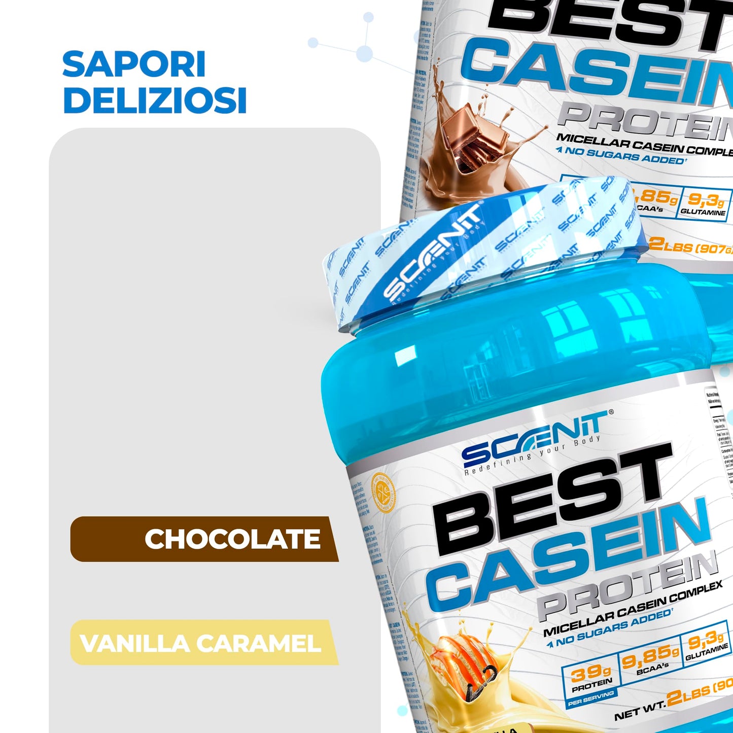 Best Casein Protein - Caseina Micellare - Caseina Micellare Pura - Caseina in polvere - Proteine caseina - Caseine Proteine (907 g, Caramello vaniglia)