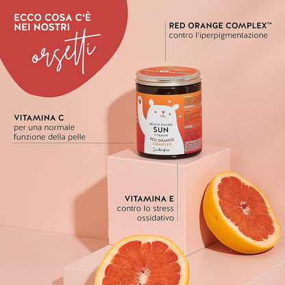 BEARS WITH BENEFITS Beach Guard Sun Vitamins Orsetti Gommosi Con Il Complesso Red Orange - Altamente Dosato Con Vitamina E, Vitamina C E Antiossidanti (60 Orsetti)