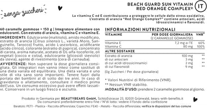 BEARS WITH BENEFITS Beach Guard Sun Vitamins Orsetti Gommosi Con Il Complesso Red Orange - Altamente Dosato Con Vitamina E, Vitamina C E Antiossidanti (60 Orsetti)