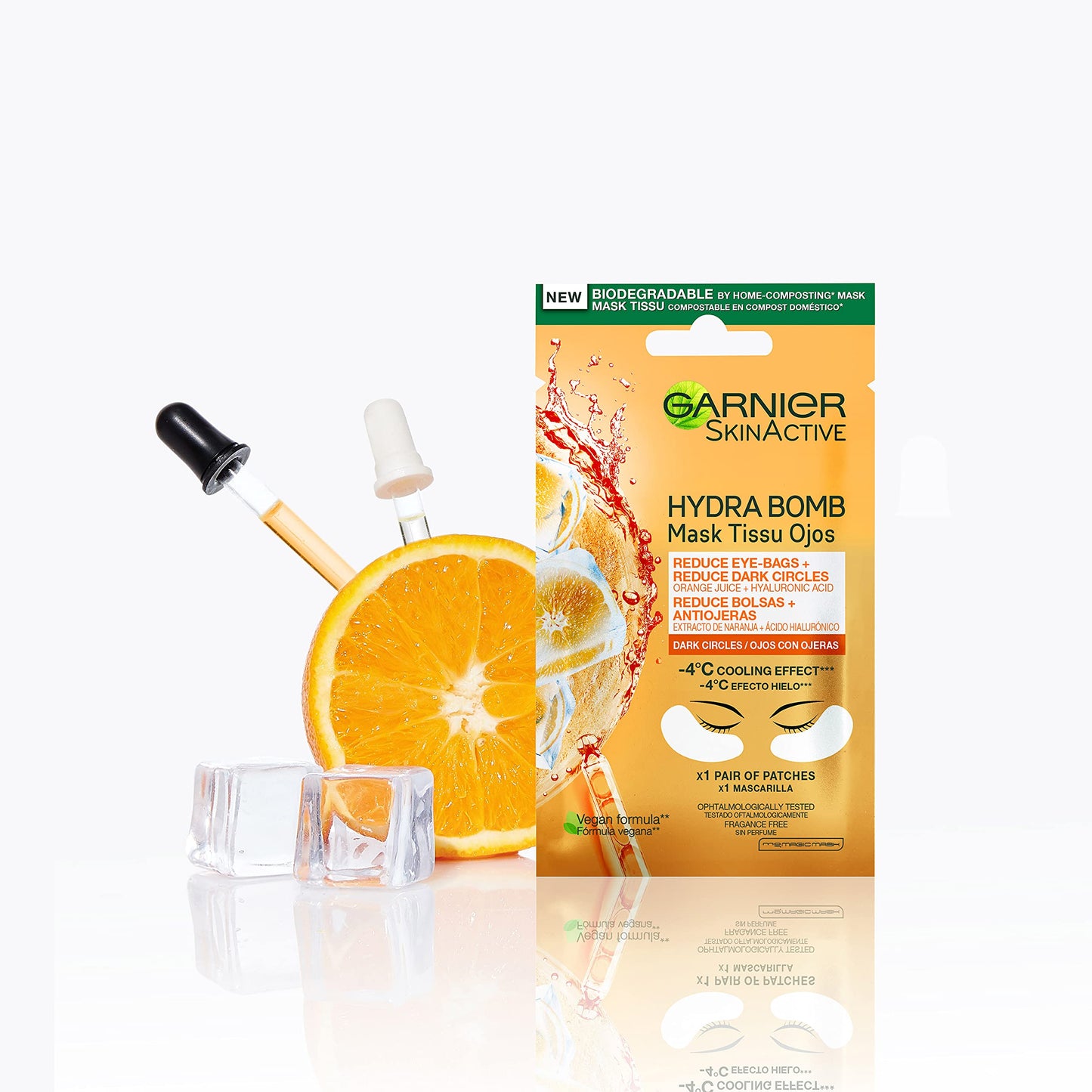 Garnier Skincare Maschera Occhi Anti Fatica con Succo d'Arancia e Acido Ialuronico, 6 g