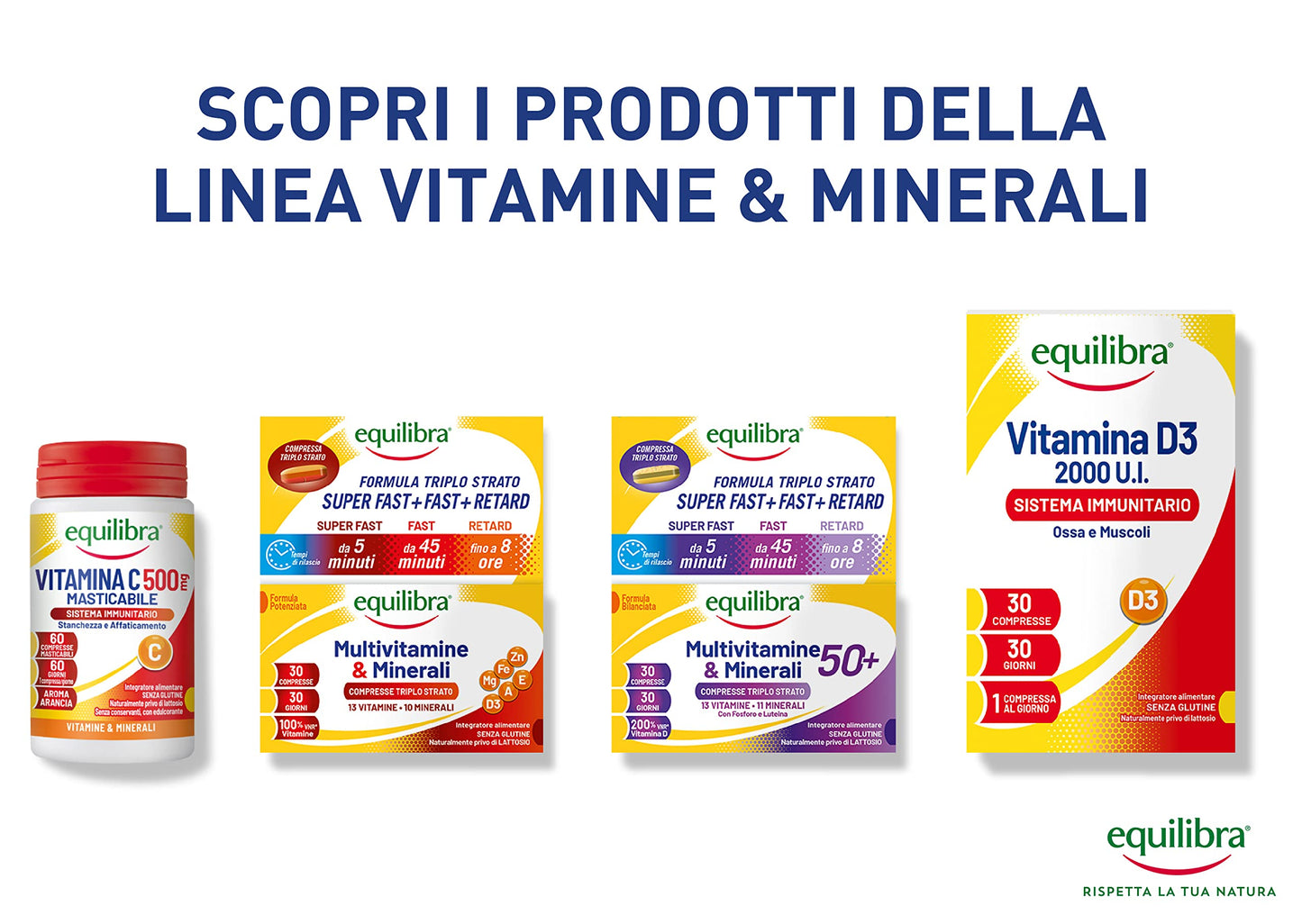 equilibra Integratori Alimentari, Vitamina C 500 mg, Integratore per la Normale Funzione del Sistema Immunitario, Riduce Stanchezza e Affaticamento, Aroma Arancia, 60 Compresse Masticabili