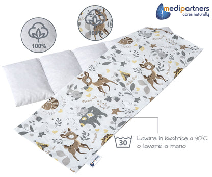 Medi Partners Cuscino Termico noccioli ciliegio 60x20cm 800g 100% Cotone 5 Camere Grande Terapia del freddo Federa sfoderabile (Stelle)