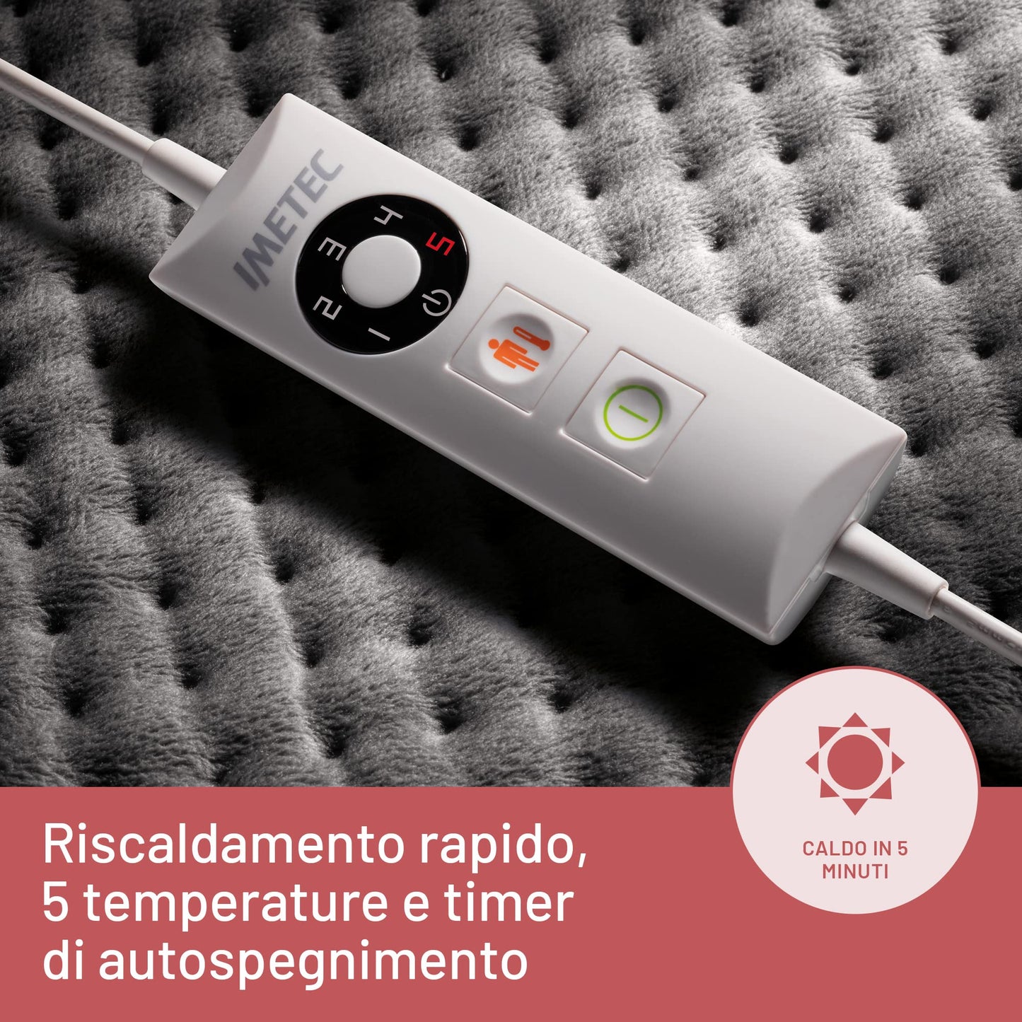 Imetec Intellisense Comfort, Termoforo multiuso, Cuscino termico, Per schiena e addome, Tasca per mani, Rapido riscaldamento, Tessuto anallergico, 5 temperature, Electro block di sicurezza, Lavabile