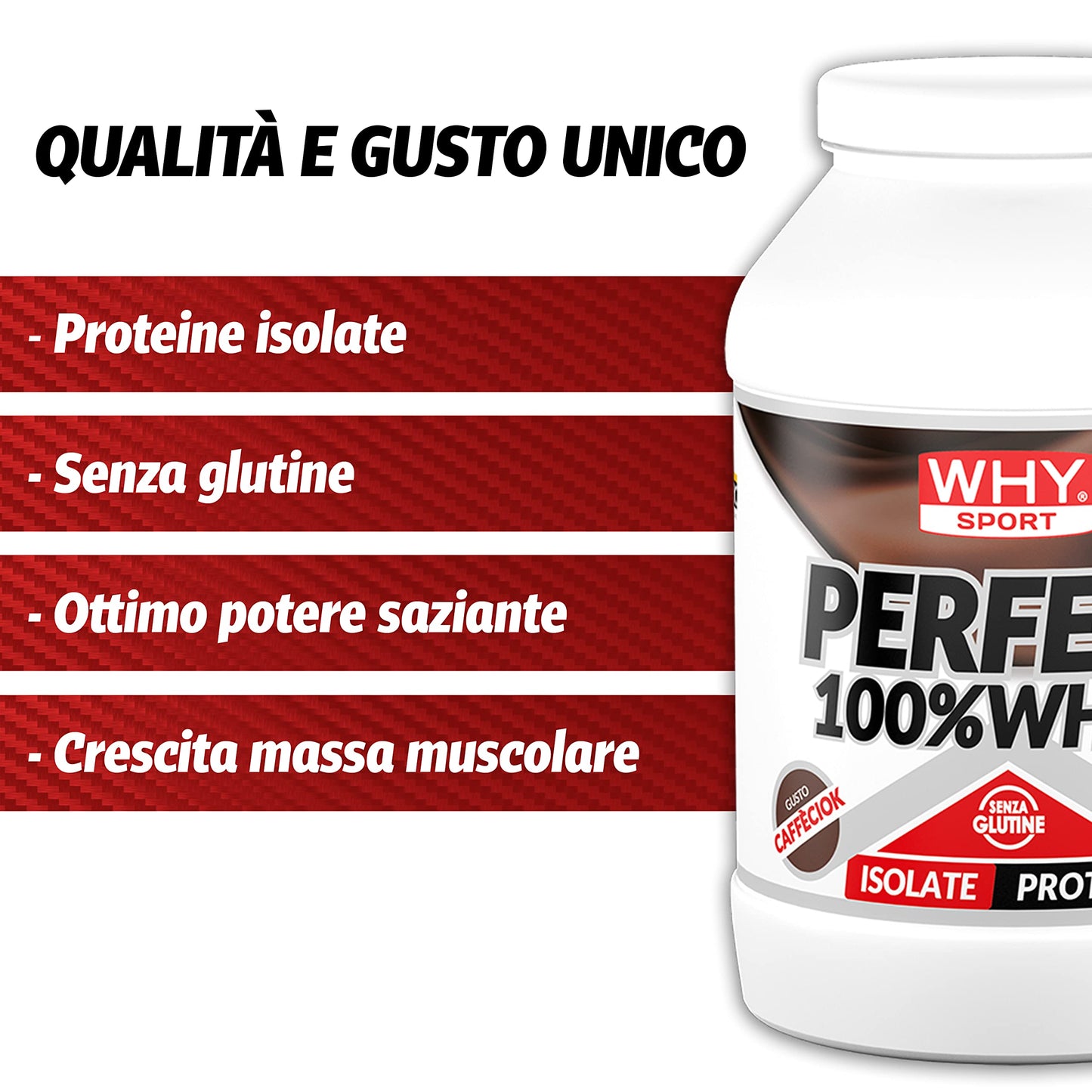 WHY SPORT PERFECT 100% WHEY - Proteine Whey - Proteine Isolate - Proteine in Polvere con Aminoacidi Essenziali per la Massa Muscolare - Gusto Cioccolato al Latte - 900 gr