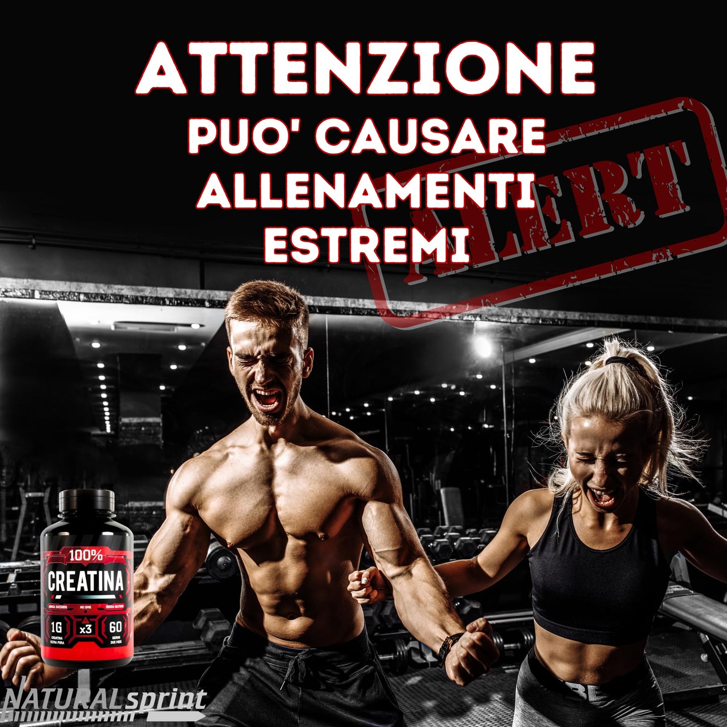 NATURALSPRINT® Creatina 180 compresse -Creatina Pura Micronizzata Monoidrata in compresse - Integratore per massa muscolare boost energetico pre e post workout - Creatine