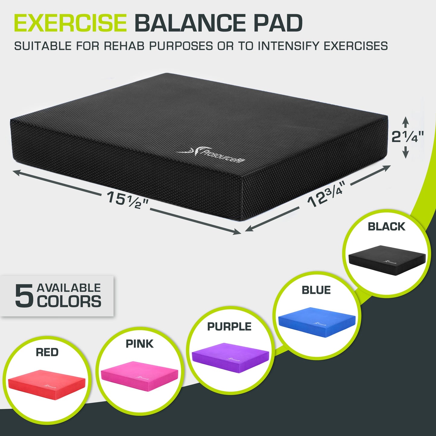 Exercise Balance Pad, Non-Slip Cushioned Foam Mat & Knee Pad for Fitness and Stability Training, Yoga, Physical Therapy, L and XL