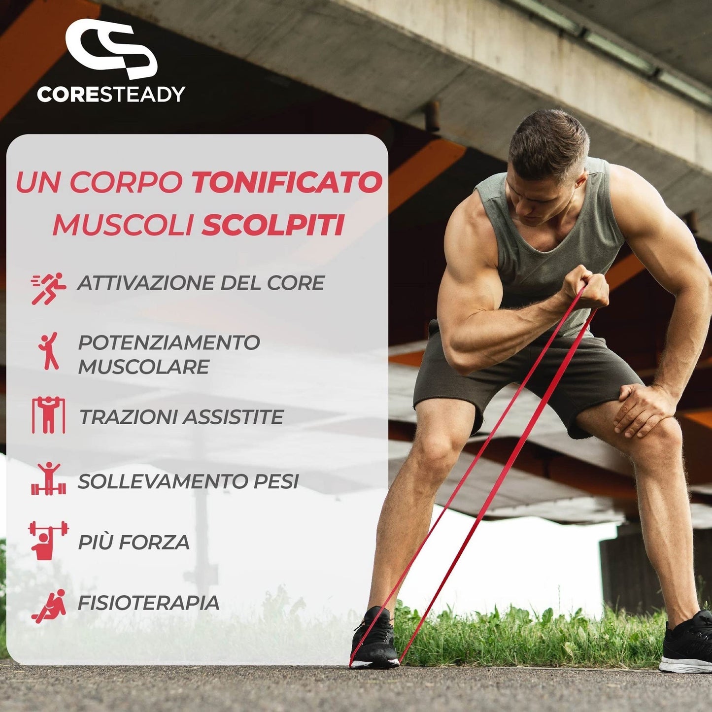 Coresteady Elastico Trazioni I Elastico Fitness per Trazioni alla Sbarra Assistite I Elastici per Palestra I Powerlifiting & Calisthenics I Allenamento per Uomini e Donne