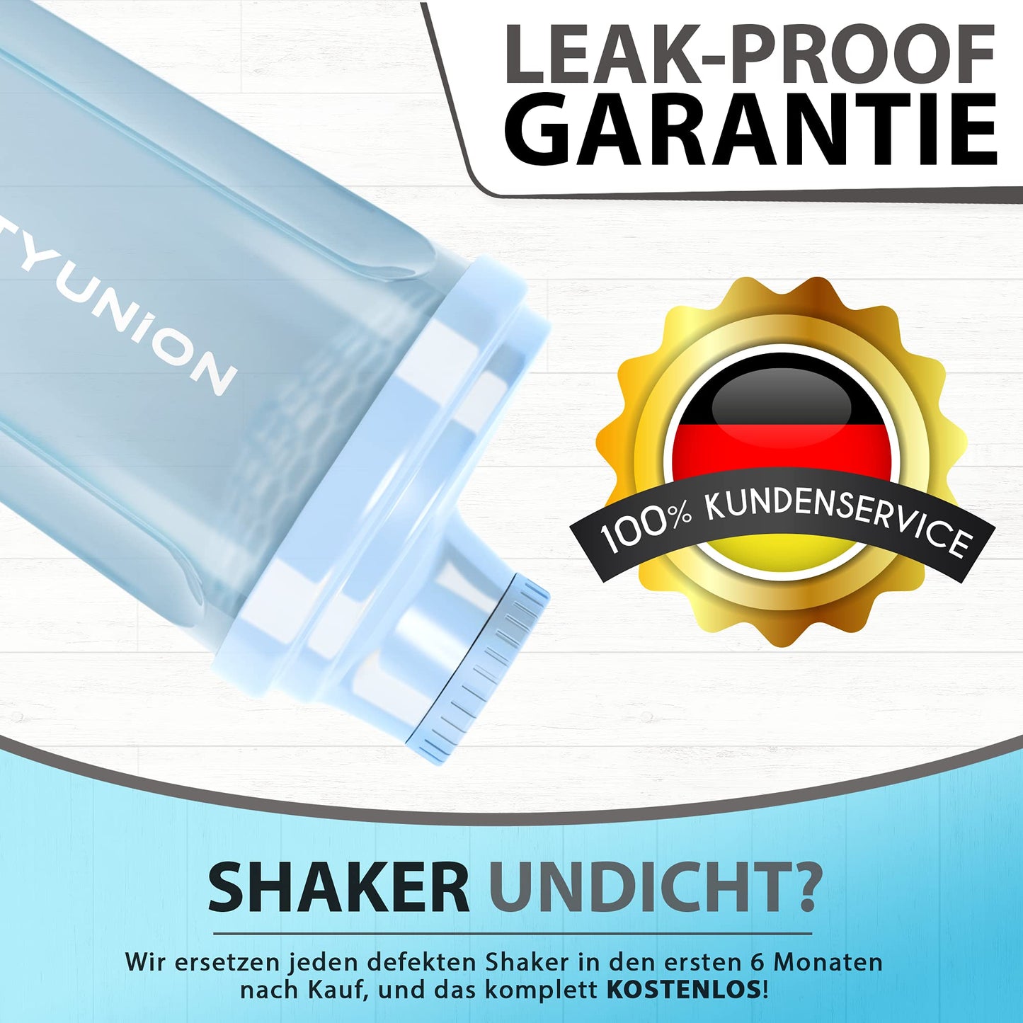 AMITYUNION Shaker per proteine 500 ml Heaven a prova di perdite, senza BPA con setaccio cliccabile e scala per frullati cremosi di siero di latte, shaker per proteine, originale in Rosa