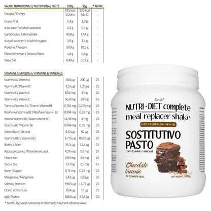 PASTO SOSTITUTIVO NUTRI DIET complete al gusto di LATTE e BISCOTTI Line@diet | 500g, 14 PASTI completi | ricco di vitamine e minerali