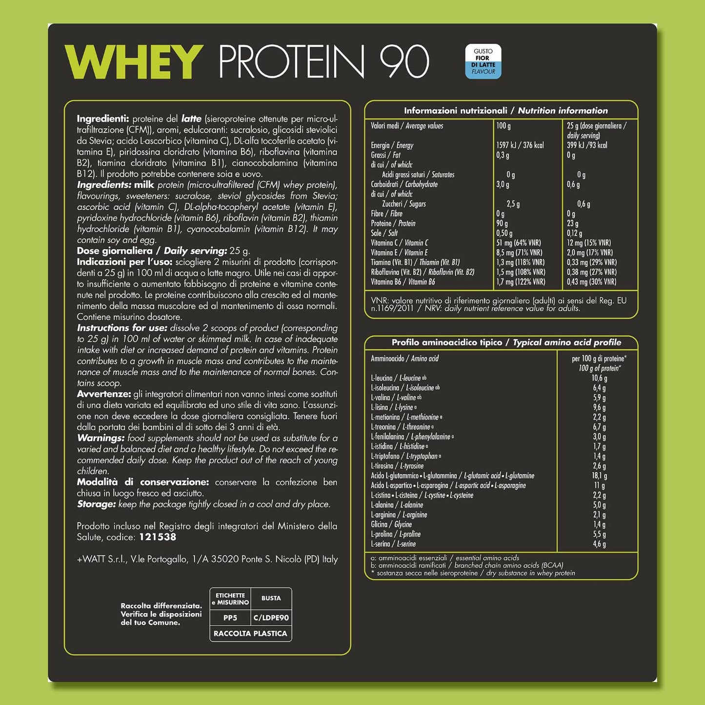 Whey Protein 90 Doypack 750 g fragola