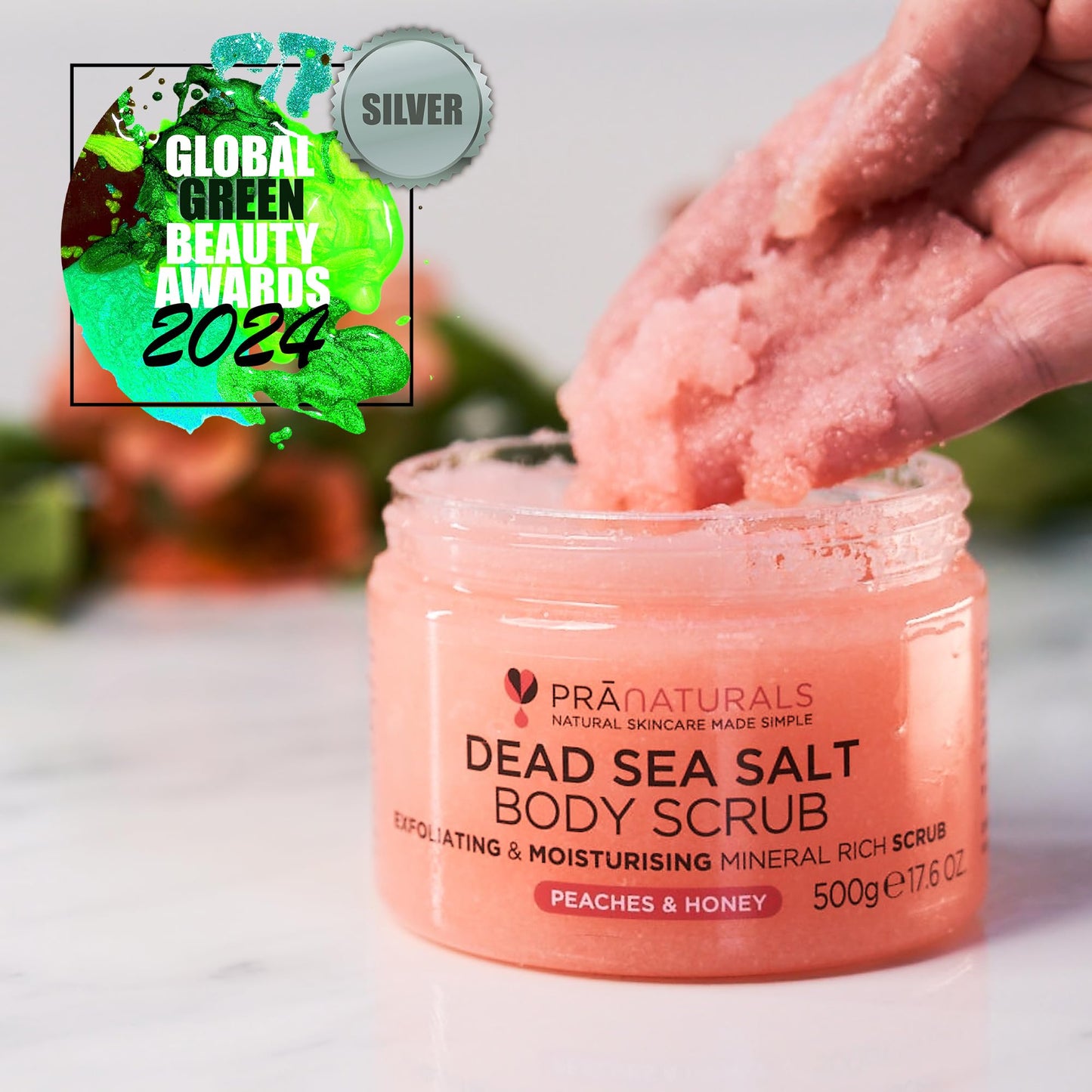 Pranaturals Scrub Corpo Rivitalizzante ai Sali del Mar Morto 500g, Esfoliante e Nutriente, Ricco di Minerali Naturali, Ideale per Tutti i Tipi di Pelle (Mango e Kiwi)