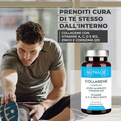 Collagene e Acido Ialuronico - Integratore Collagen Idrolizzato Con Vitamina C, Zinco e Q10 - Collagene Puro Integratore per Pelle, Ossa e Articolazioni - Collagen Complex - 60 Capsule Nutralie