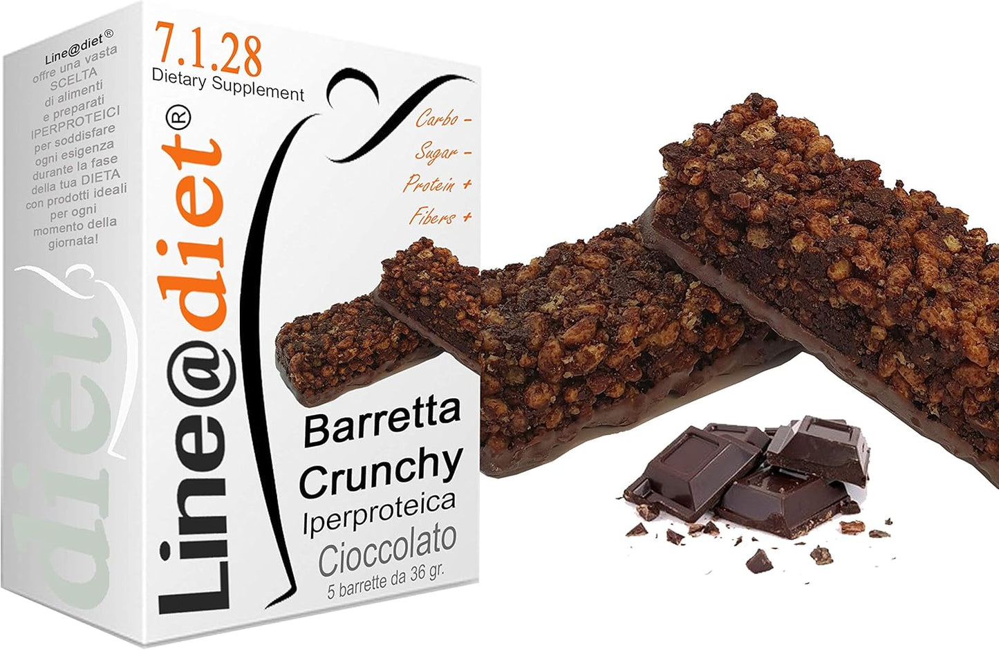 BARRETTE CRUNCHY PROTEICHE Line@diet - ZERO ZUCCHERI con 15 gr di PROTEINE / 4 gr di CARBOIDRATI! Ideali per DIETA PROTEICA (5 Crunchy Cioccolato)