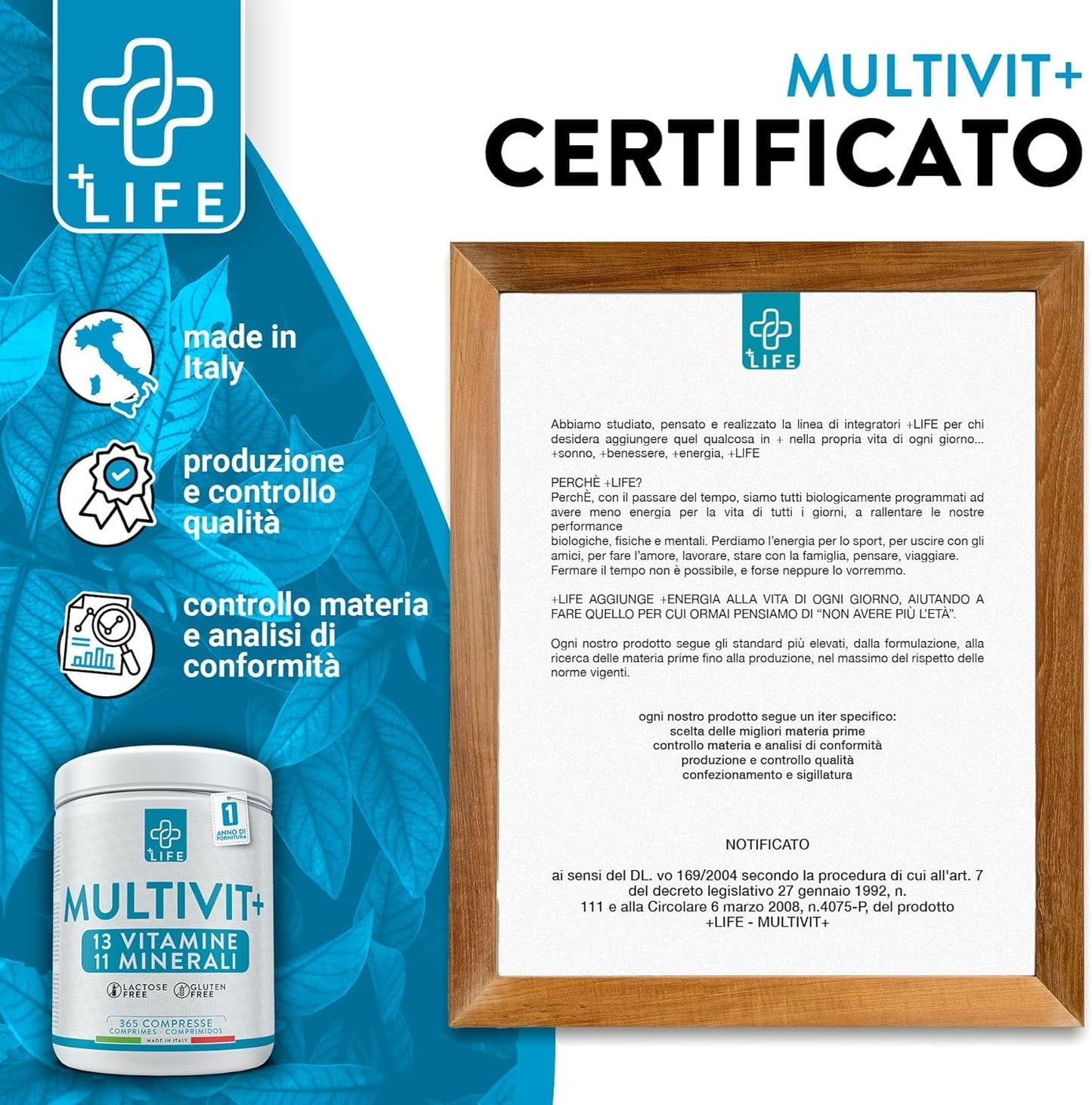 Multivitaminico Completo Con Minerali Piulife® 365 Compresse Con 24 Vitamine E Minerali, Integratore Multivitaminico Donna Uomo Bambini, Difese Immunitarie Adulti, Energia Integratori Stanchezza