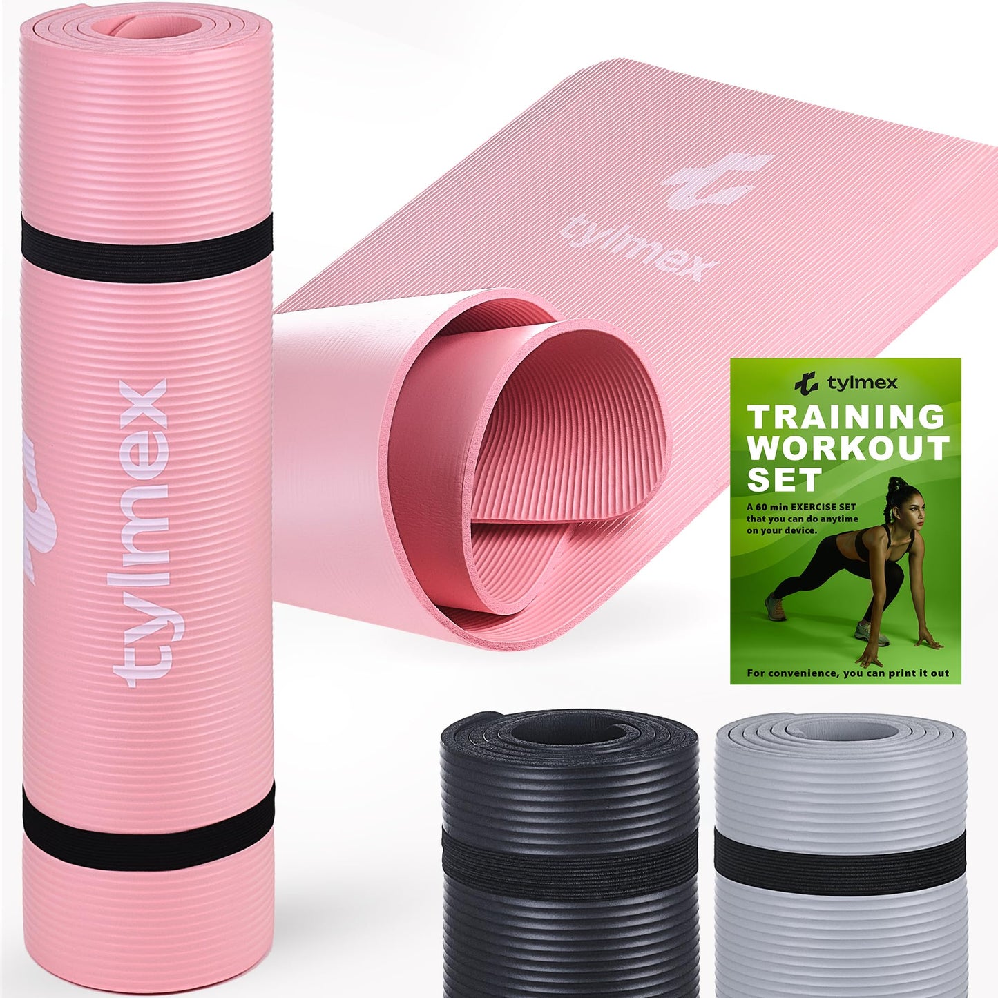 Tylmex Tappetino Palestra NBR 8mm - Tappetino Yoga Antiscivolo per Esercizi di Fitness - Tappetino Pilates Morbido e Confortevole - Ideale per Allenamenti a Casa e in Palestra