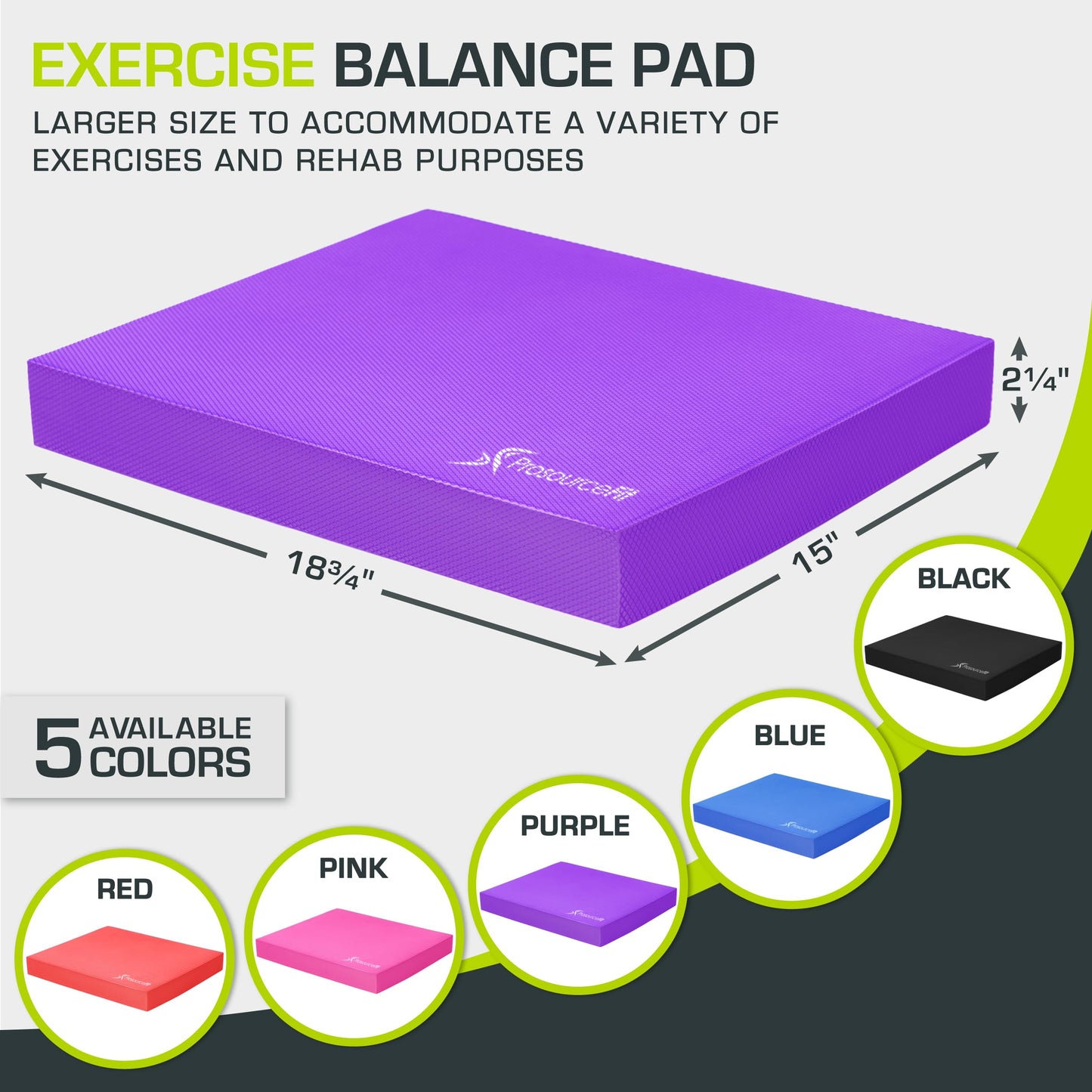 Exercise Balance Pad, Non-Slip Cushioned Foam Mat & Knee Pad for Fitness and Stability Training, Yoga, Physical Therapy, L and XL