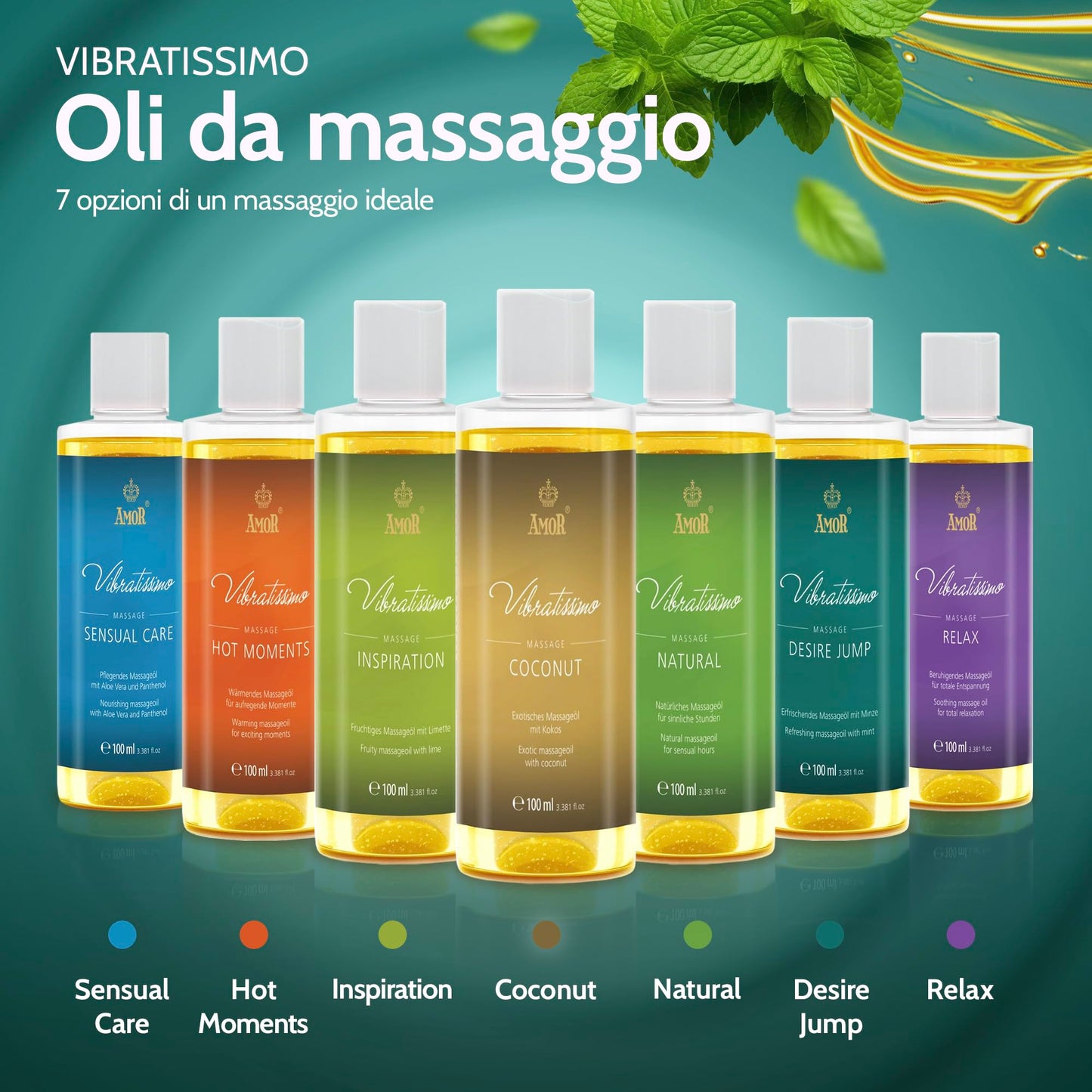 Vibratissimo “Hot Moments”: olio da massaggio riscaldante e lenitivo, 100 ml