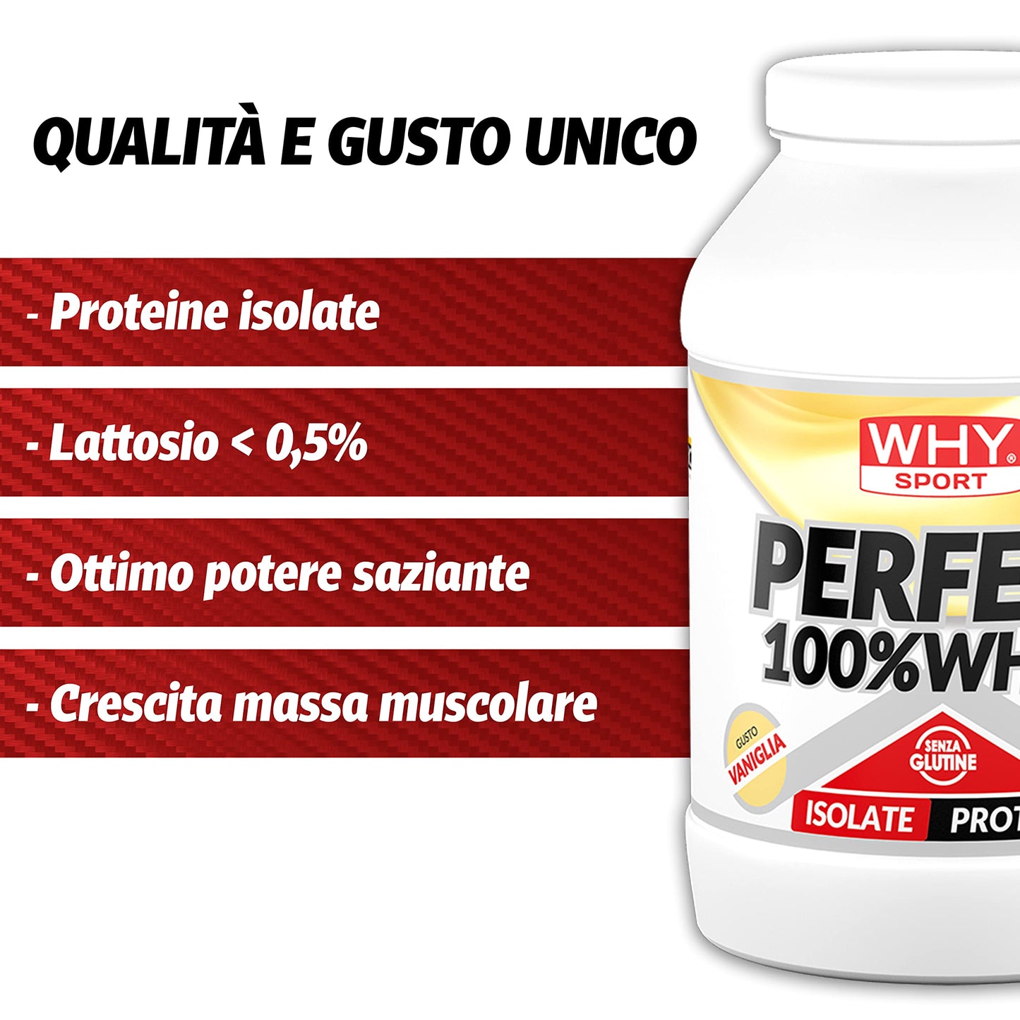 WHY SPORT PERFECT 100% WHEY - Proteine Whey - Proteine Isolate - Proteine in Polvere con Aminoacidi Essenziali per la Massa Muscolare - Gusto Cioccolato al Latte - 900 gr