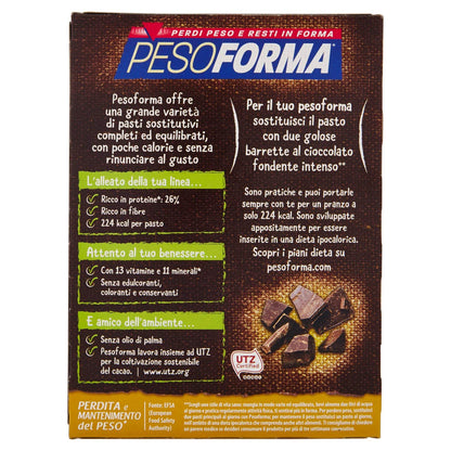 Pesoforma Barrette Fondente Amabile, Pasto sostitutivo proteico, Barrette per il controllo del peso, Barrette proteiche al cioccolato per restare in forma, Solo 236 calorie, 12x31g