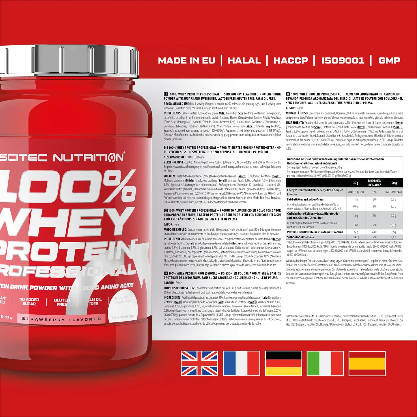 Scitec Nutrition 100% Whey Protein Professional - Potenziato con aminoacidi extra ed enzimi digestivi - Senza glutine - Senza olio di palma, 2.35 kg, Cioccolato