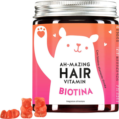 Caramelle Gommose Biotina - 5000 μg di Biotina - Altamente Dosata - Integratore per Capelli - Crescita Capelli - Vitamine per Capelli - Zinco - 60 Gummies - 2 Mesi - Bears with Benefits