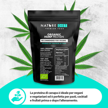 Nature Diet - Proteine di canapa biologiche 1000g | Vegano | Proteine in polvere | A base vegetale