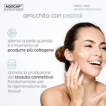 Siero ACIDO IALURONICO Viso con Vitamina C, Retinolo e Vitamina D. Antirughe 50 ml, ottimo per la tua skincare routine. Idratante per uomo e donna. contorno occhi, Agocap