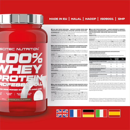 Scitec Nutrition 100% Whey Protein Professional - Potenziato con aminoacidi extra ed enzimi digestivi - Senza glutine - Senza olio di palma, 2.35 kg, Cioccolato