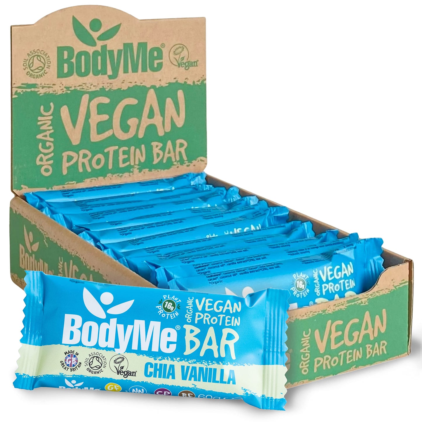 BodyMe Barrette Proteiche Vegan Bio | Cruda Curcuma Limone | 12 x 60g Barretta Proteica | Senza Glutine | 16g Proteine Vegane Complete 3 Proteine Vegetali Tutti Amminoacidi Essenziali | Snack Proteici