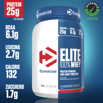 Dymatize Elite 100% Whey Rich Chocolate 2170g - Polvere ad alto contenuto di proteine e basso zuccheri del siero latte BCAA