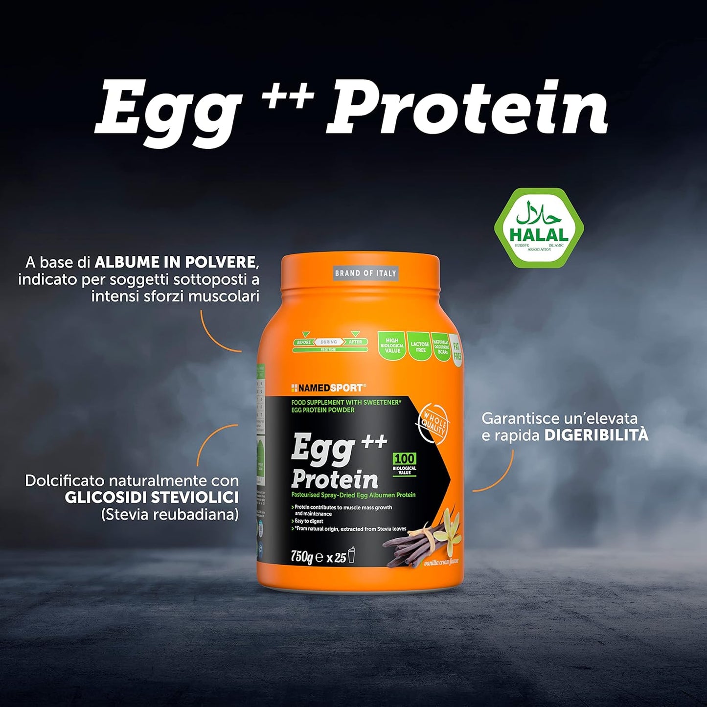 NAMEDSPORT Egg++ Protein Vanilla Cream 750 g - integratore alimentare a base di albume in polvere, gusto vaniglia