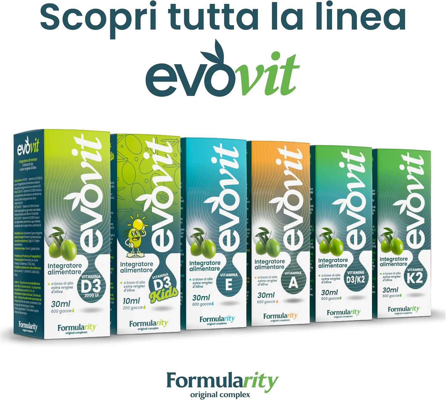 EVOVIT VITAMINA K2-7 Mesi di Durata - In Olio Extravergine d'Oliva Italiano Spermuto a Freddo, Integratore Naturale ad Alta Biodisponibilità - Senza Zuccheri, Glutine, Lattosio | Made in italy 30ml