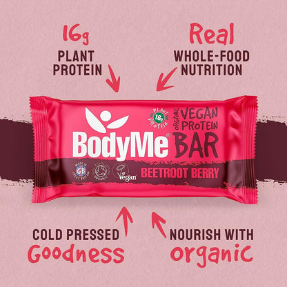 BodyMe Barrette Proteiche Vegan Bio | Cruda Curcuma Limone | 12 x 60g Barretta Proteica | Senza Glutine | 16g Proteine Vegane Complete 3 Proteine Vegetali Tutti Amminoacidi Essenziali | Snack Proteici