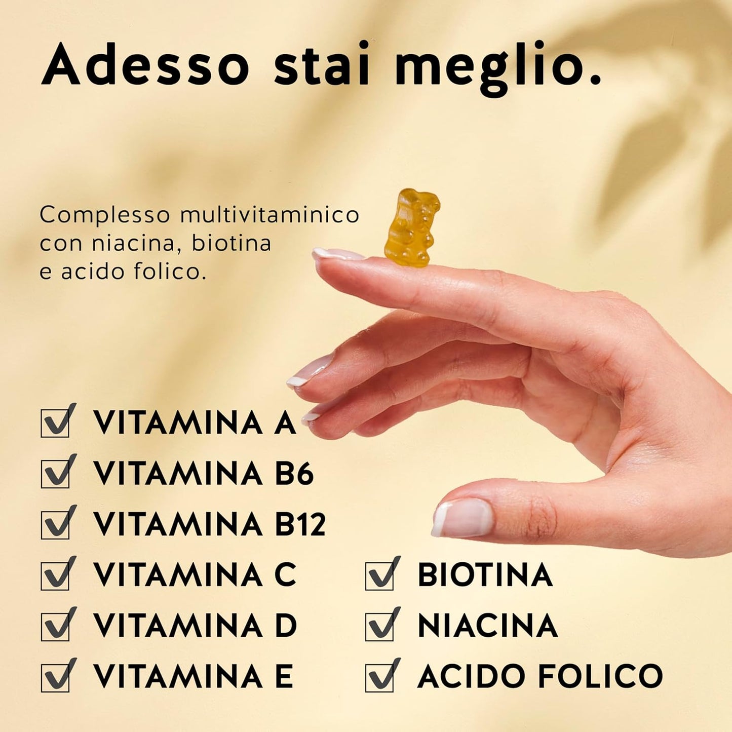 Caramelle Gommose Multivitaminico - Vegano e Senza Zucchero - 90 Gummies - Vitamine contro la Stanchezza, con Vitamina A, C, D, B6, B9 e B12 - Boost Difese Immunitarie - 3 Mesi - Bears with Benefits