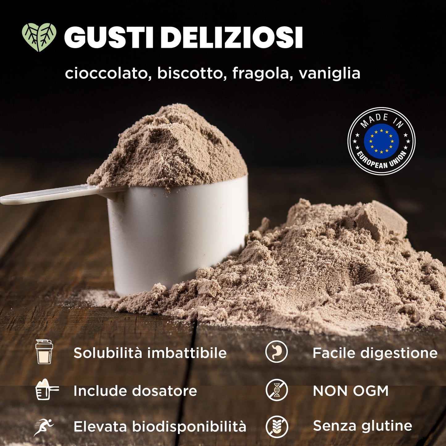 Proteine in Polvere 1 kg Vaniglia | Whey Protein con Aminoacidi Essenziali | Proteine per la Massa Muscolare ad Alta Solubilità | Proteine Whey Facilmente Digeribili | Materia Prima Italiana.