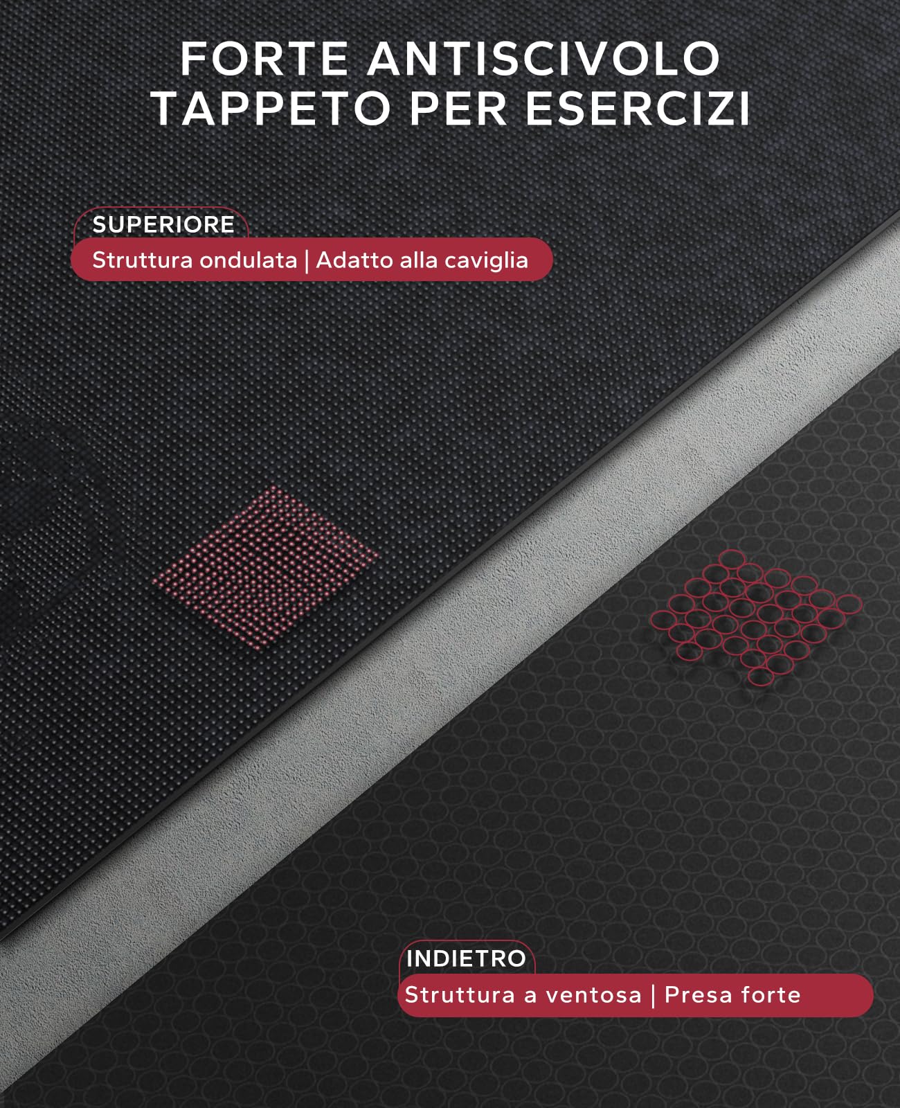 HAPBEAR Tappetino per Esercizi Extra Large, 183×122/213×152/244×183cm/274×183cm×8mm, Antiscivolo, Ultra Resistente, Spesso per Pavimenti della Palestra di Casa Cardio, Tappetino per Yoga per Fitness