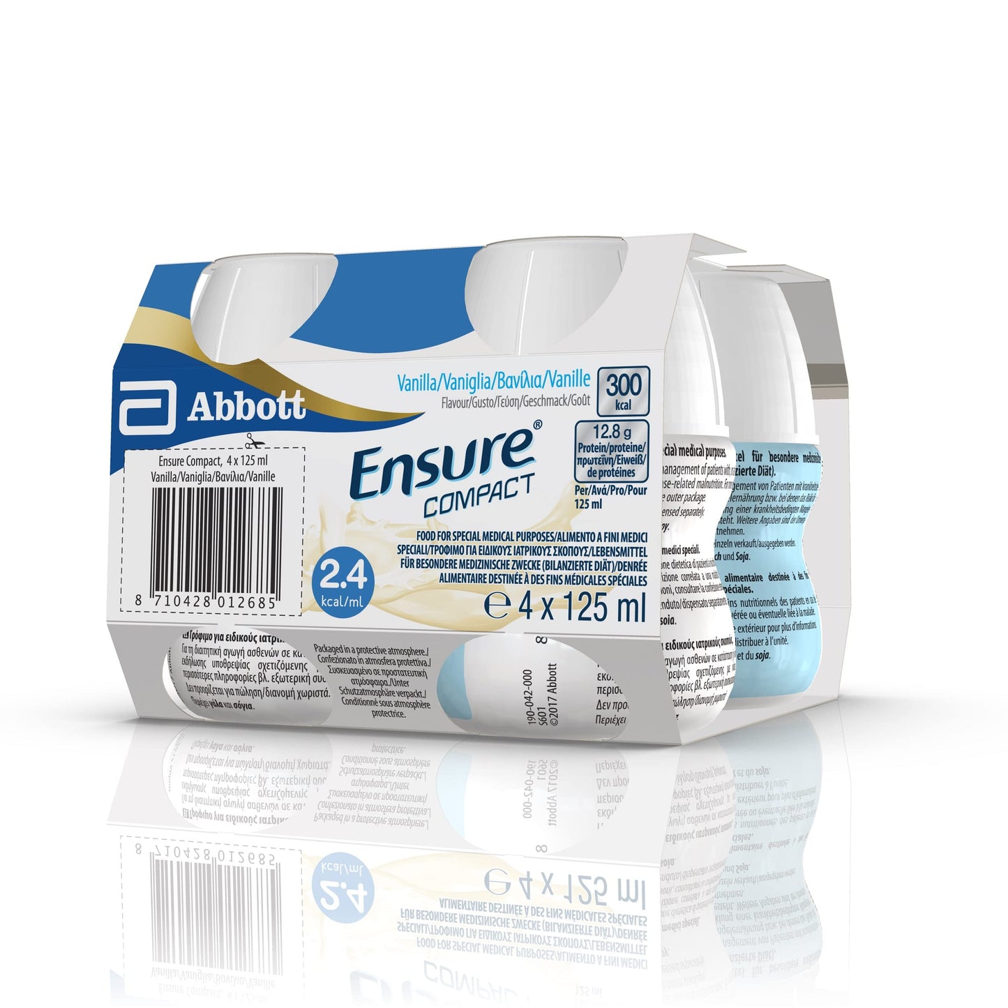 Ensure Compact Supplemento Alimentare Proteico formato Bevanda, Confezione 4x125ml, Gusto Vaniglia