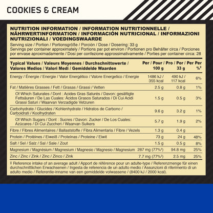 Optimum Nutrition Gold Standard 100% Casein Proteine di Caseina in Polvere a Rilascio Graduale Durante la Notte con Zinco e Magnesio Gusto Crema alla Vaniglia 55 Porzioni 1,82Kg + Shaker