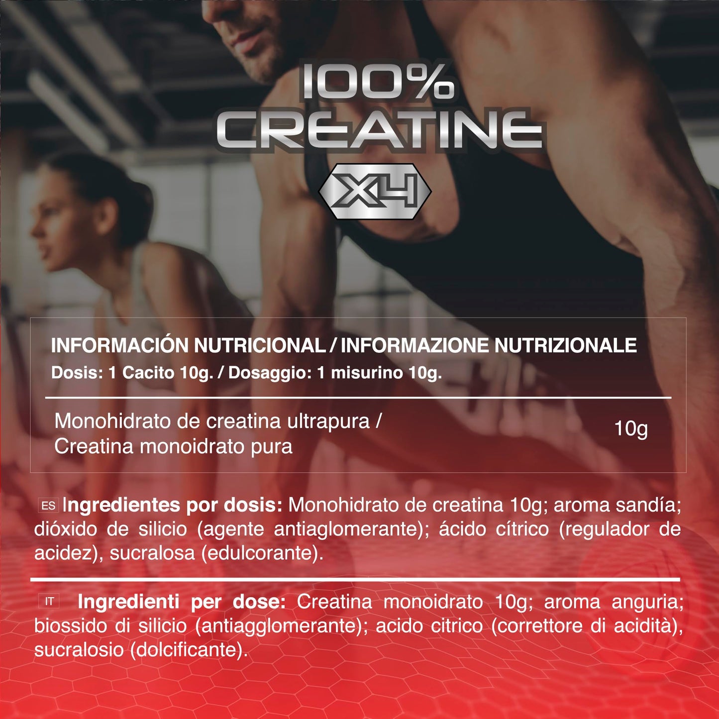 Healthy Fusion Creatina Monoidrata | Creatina Pura microfiltrata | Favorisce la crescita muscolare e migliora la resistenza fisica | Elevata solubilità | Formato in polvere, gusto di Anguria 300gr