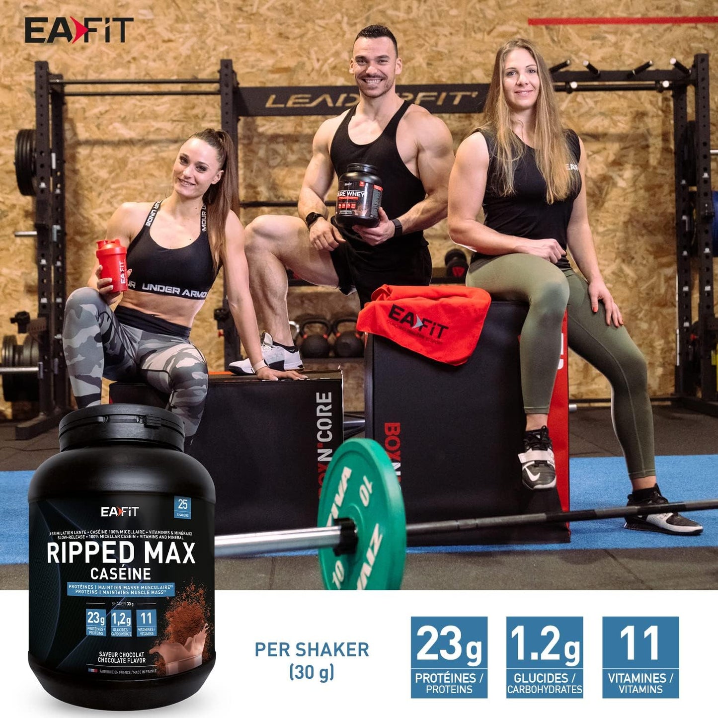 EAFIT Ripped Max Caseina Cioccolato - 750g - Proteine - Basso contenuto di Zuccheri e Lipidi - Crescita Muscolare - Caseina Micellare al 100% - Lenta Assimilazione - Anticatabolico - 5g di BCAA